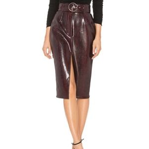 NEW Atoir Self Defined Skirt Black Burgundy Python Womens US 4 Pencil Belt